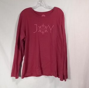 Life is Good Red Joy Graphic Print Long Sleeve Crusher Tee Size XL
